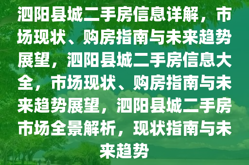 泗阳最新二手房信息网，全面解析泗阳房产市场，为您的置业之路指引方向